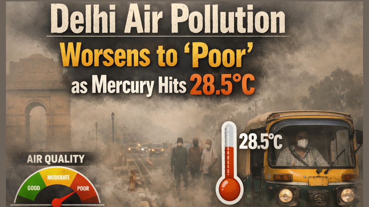 Delhi Air Pollution Worsens to ‘Poor’ as Mercury Hits 28.5°C, Critical AQI at 216